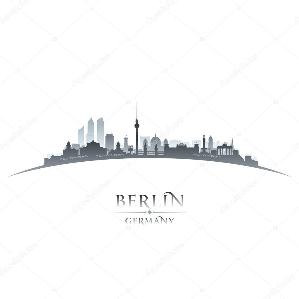 Berlin Germany city skyline silhouette white background 