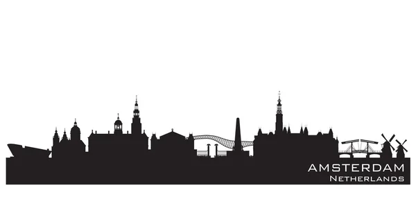 Amsterdam Países Bajos skyline vector silueta — Vector de stock