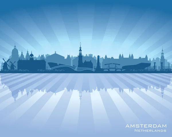 Amsterdam Países Bajos skyline vector silueta — Vector de stock