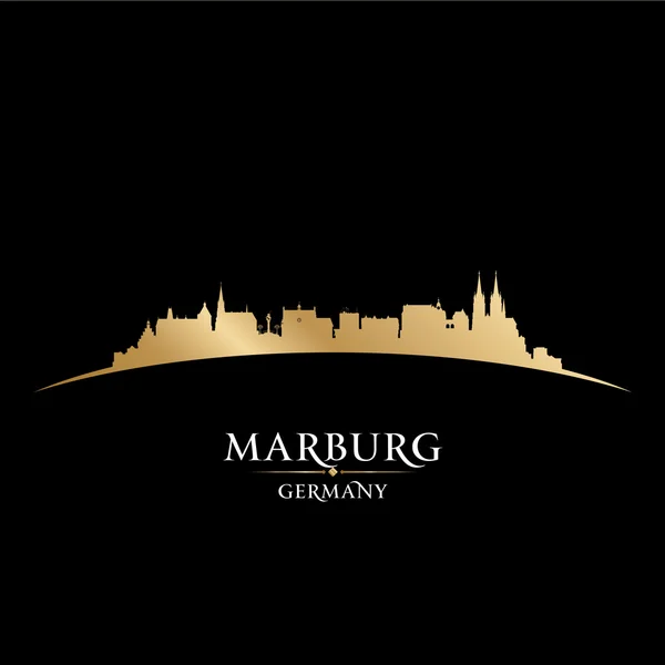 Marburg Alemania ciudad skyline silueta negro fondo — Vector de stock
