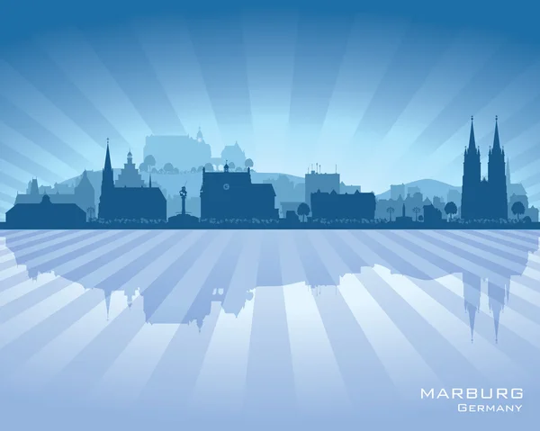Marburg Německo městské panorama vektorové siluetu — Stockový vektor