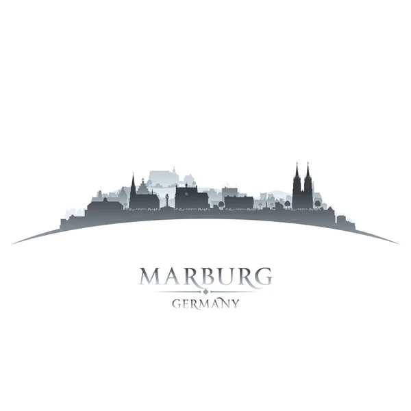 Marburg 독일 도시 스카이 라인 실루엣 흰색 배경 — 스톡 벡터