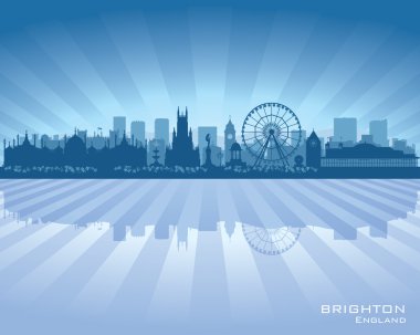 Brighton England skyline with reflection in water clipart
