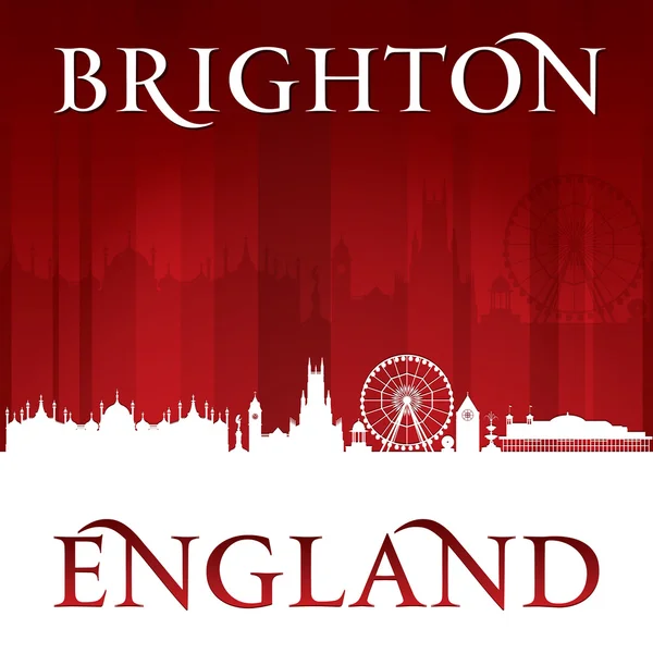 Brighton Anglii miasta pejzaż sylwetka czerwone tło — Wektor stockowy