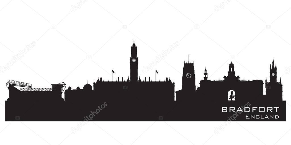 Bradfort England skyline. Detailed silhouette