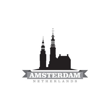 Amsterdam Hollanda şehir simge vektör çizim