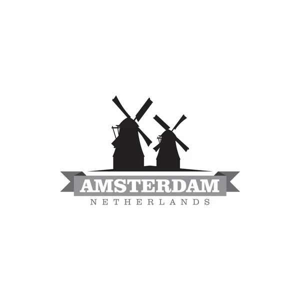 Amsterdam Nederland stad symbool vectorillustratie — Stockvector