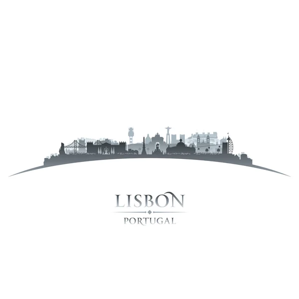 Lissabon Portugal stad skyline van silhouet witte achtergrond — Stockvector