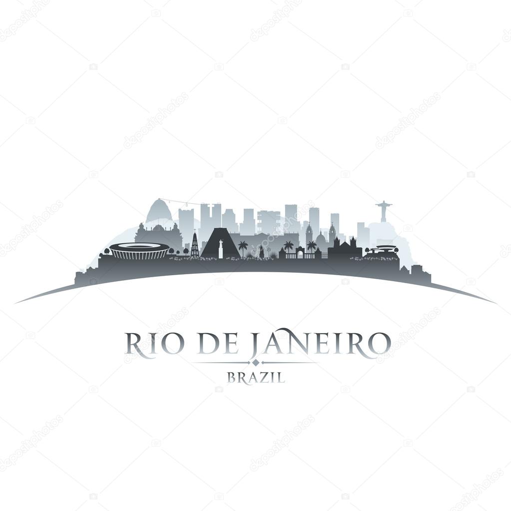 Rio de Janeiro Brazil city skyline silhouette white background 