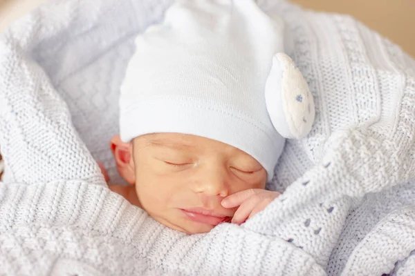 Bambino Appena Nato Addormentato Bambino Faccia Vicino — Foto Stock