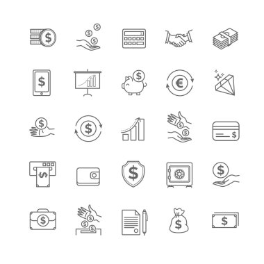 Para Icons set. UI para öğeleri