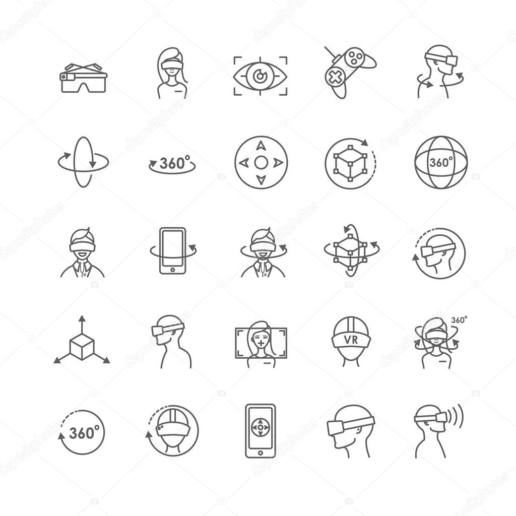 Virtual and augmented reality vector icons for your design