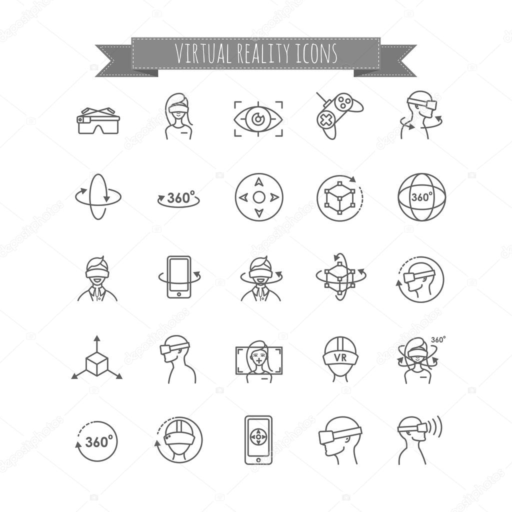 Virtual and augmented reality icon set for your design