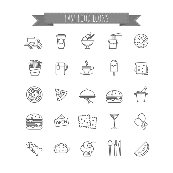 Fastfood pictogrammen - vector voorraad set — Stockvector