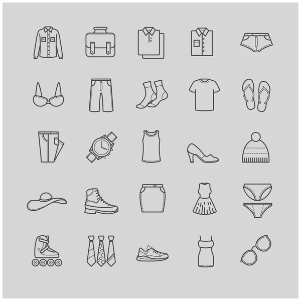 Ensemble d'icônes de vêtements — Image vectorielle