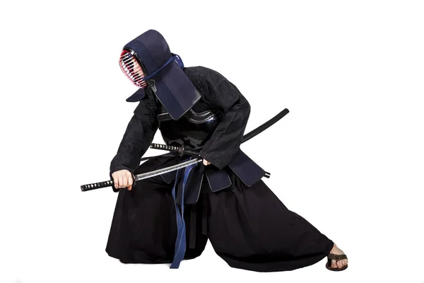 Samurai auf weißem Hintergrund — Stockfoto