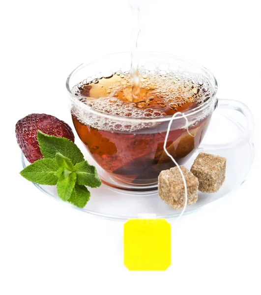 Egy csésze tea teafilterrel — Stock Fotó