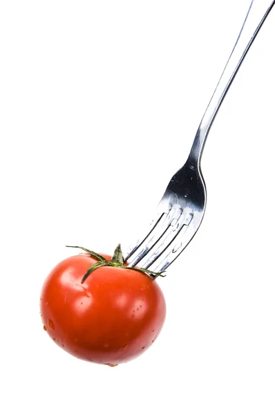 Bir çatal kiraz domates. diyet — Stok fotoğraf