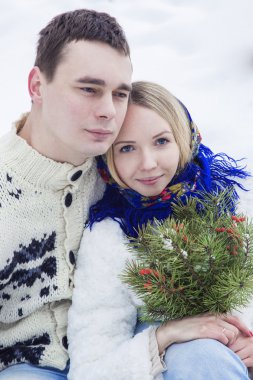 Kış aşk hikayesi genç Çift