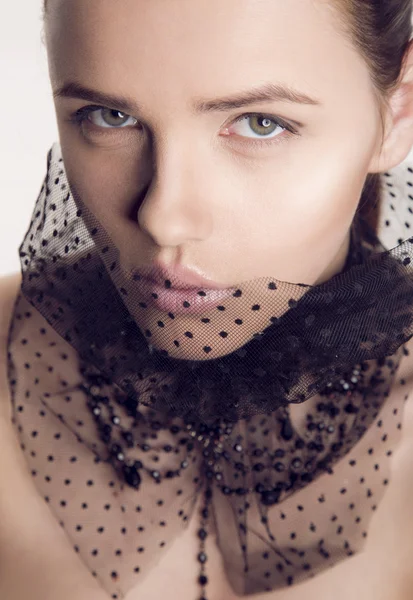 Beauty portrait of a girl with a veil — Stock Photo, Image