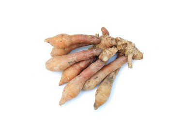 İzole edilmiş beyaz arka planda parmak kökünden Tayland bitkisi. (Thai Çağır Krachai)