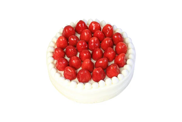 在白色背景上分离的草莓蛋糕 — 图库照片