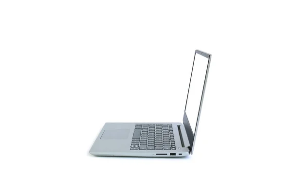 Laptop Com Tela Branca Branco Isolado Fundo Branco Computador Notebook — Fotografia de Stock