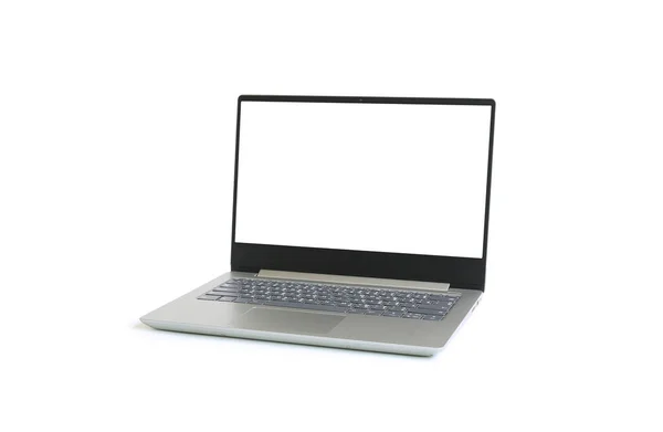 Laptop Com Tela Branca Branco Isolado Fundo Branco Computador Notebook — Fotografia de Stock