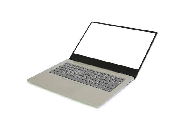 Laptop Com Tela Branca Branco Isolado Fundo Branco Computador Notebook — Fotografia de Stock