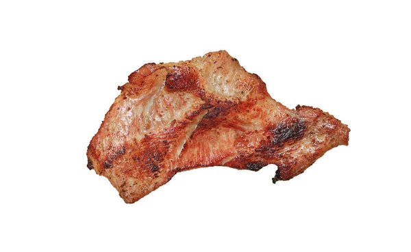 Heerlijk Stuk Gegrild Varkensvlees Geïsoleerd Witte Achtergrond Thaise Stijl Voedsel — Stockfoto