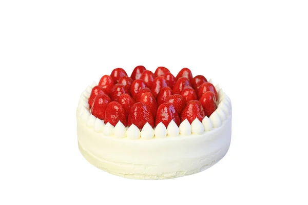 Gâteau Aux Fraises Isolé Sur Fond Blanc — Photo