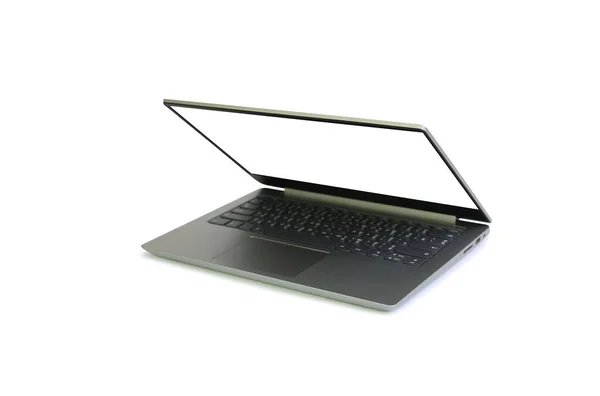 Laptop Rozkładanym Ekranem Dół Izolowane Białym Tle Notebook Ścieżką Wycinania — Zdjęcie stockowe