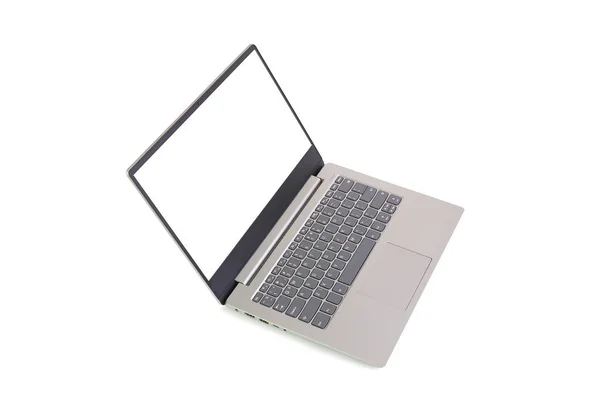 Laptop Com Tela Branca Branco Isolado Fundo Branco Computador Notebook — Fotografia de Stock