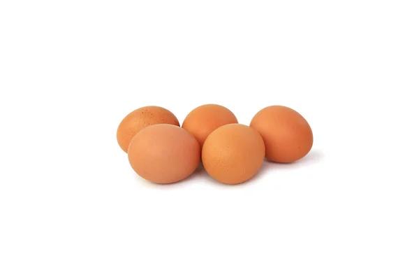 Beyaz Arka Planda Izole Edilmiş Tavuk Kahverengi Yumurtalar — Stok fotoğraf