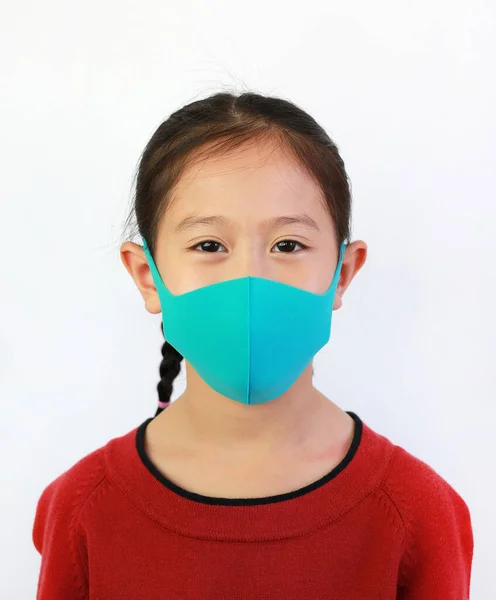 Крупним Планом Азіатська Дівчинка Носить Маску Обличчя Щоб Захистити Від — стокове фото