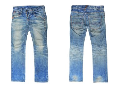 Mavi Kot beyaz arka planda izole edilmiş. Denim giysileri