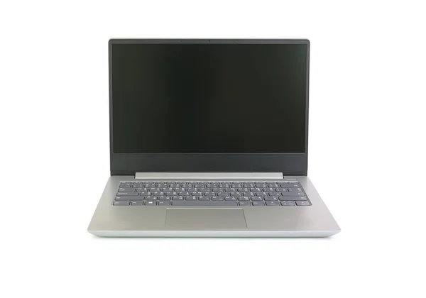 Laptop Com Tela Preta Branco Isolado Fundo Branco Computador Notebook — Fotografia de Stock