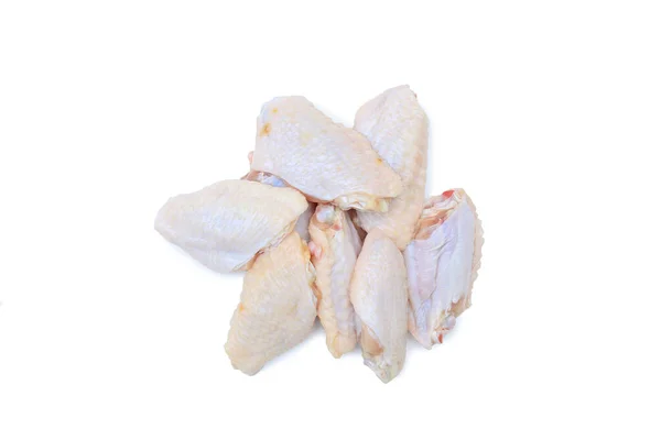 Ακατέργαστες Φτερούγες Κοτόπουλου Απομονωμένες Λευκό Φόντο Μονοπάτι Κοπής — Φωτογραφία Αρχείου