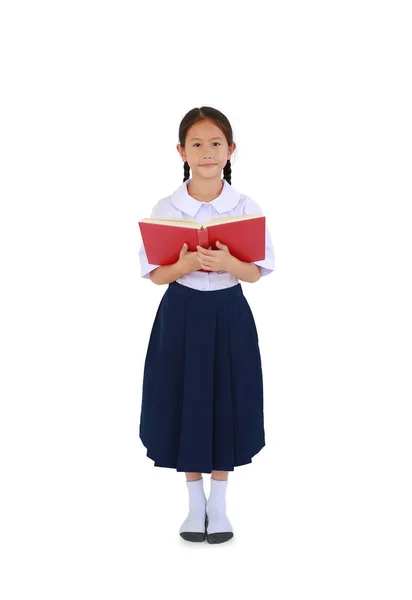 Mooie Aziatische Kleine Schoolmeisje Thaise School Uniform Staan Met Het — Stockfoto