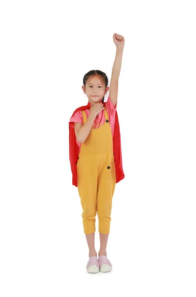 Asian Little Girl Child Wearing Red Shawl Isolated White Background — Stock Photo, Image