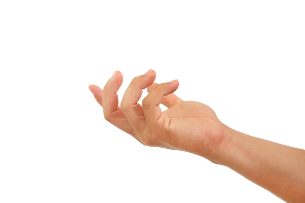 Hand Palm Upp Eller Emot Gest Isolerad Vit Bakgrund Innehav — Stockfoto