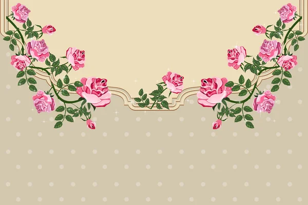 Schöner Hintergrund mit Rosenblüte. elegante Vintage-Karte. — Stockvektor