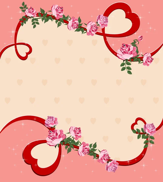 Bellissimo sfondo con rose floreali. Elegante carta con spazio — Vettoriale Stock
