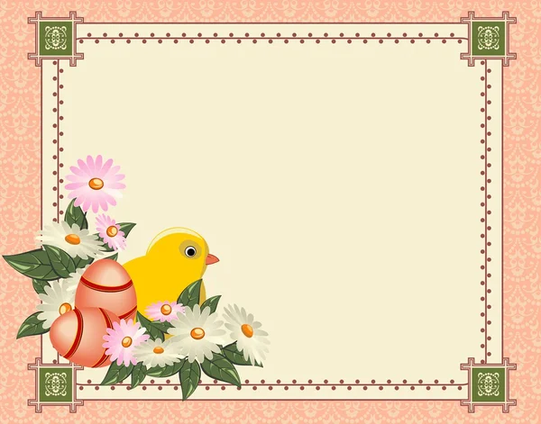 Hermoso fondo de Pascua con flores y lugar para el texto — Vector de stock