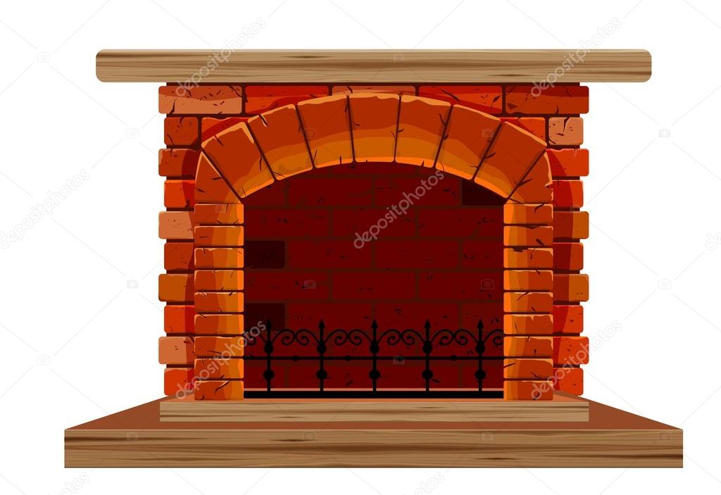 old brick fireplace on a white background