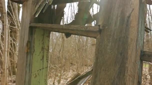 Belarus. Abandoned Houses In Chernobyl Resettlement Zone. Chornobyl Catastrophe Disasters. Dilapidated House In Belarusian Village. Whole Villages Must Be Disposed — Stock Video