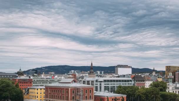 Oslo, Norvégia. Kilátás Oslo Cityscape Skyline. — Stock videók