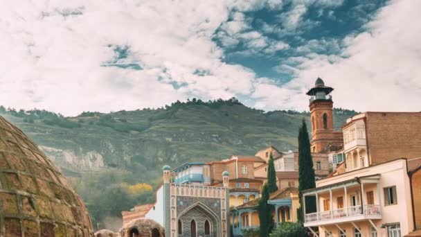 Tbilisi, Georgia. Abanotubani - Bath District - Is Ancient District Of Tbilisi. Also Known As Sulfuric Baths. Mosque In Botanical Street. It Is Only Surviving Islamic Temple In City. — Stock Video