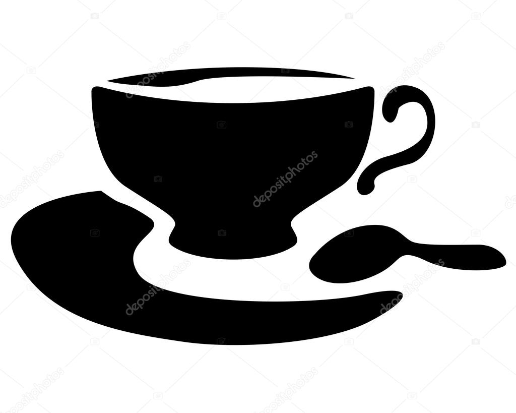 Teacup silhouette Silhouette of a teacup and teaspoon — Stock Vector