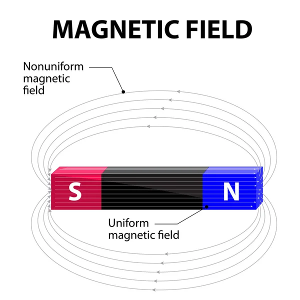 Pole magnetyczne. Jednolite i niejednorodnej pola magnetycznego — Wektor stockowy
